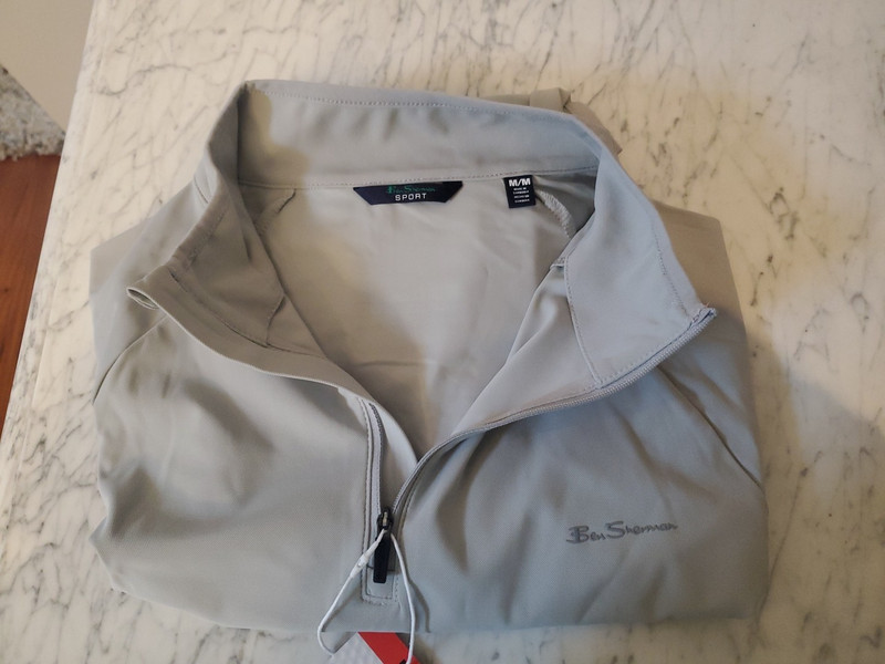 Ben Sherman Sport Men's MEDIUM Gray 1/4 Zip Long Sleeve Active Stretch Shirt NEW gallery