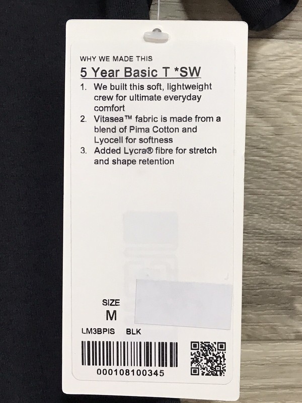 Lululemon 5 Year Basic Tee VITASEA Size M SeaWheeze 🦄⚡️ Reflective Black 00345 gallery