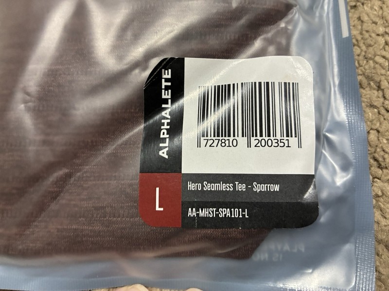 Alphalete Hero Seamless Tee Short Sleeve in Sparrow Crew Neck Shirt Men’s Size L gallery