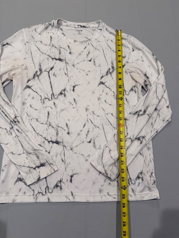 Old Navy Active Core Go Fresh White Marble Print Long Sleeve Shirt Mens M gallery