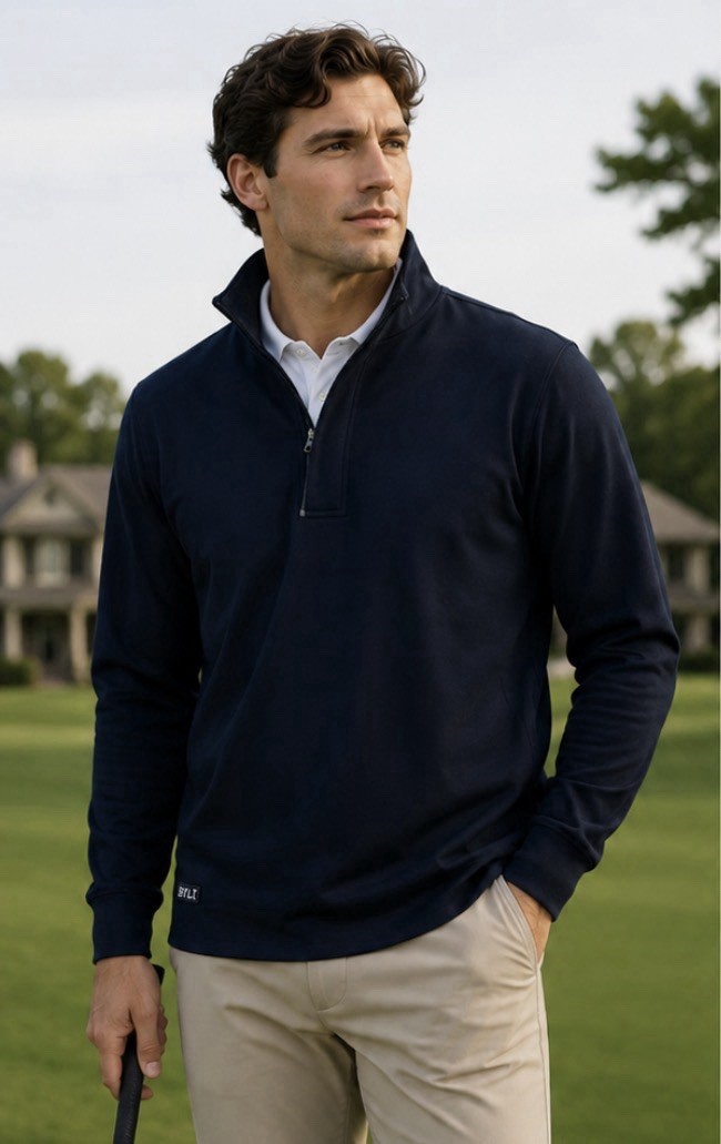 BYLT Elite+ Fairway Quarter Zip Pullover Navy Men's Medium Golf Performance gallery