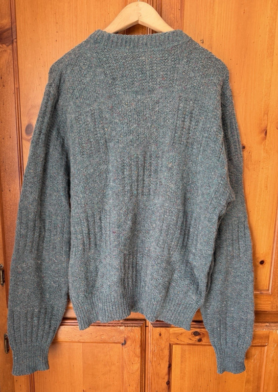 Northern Isles Sweater Men’s L Green Ramie Waffle Knit Fisherman Chunky Wool gallery