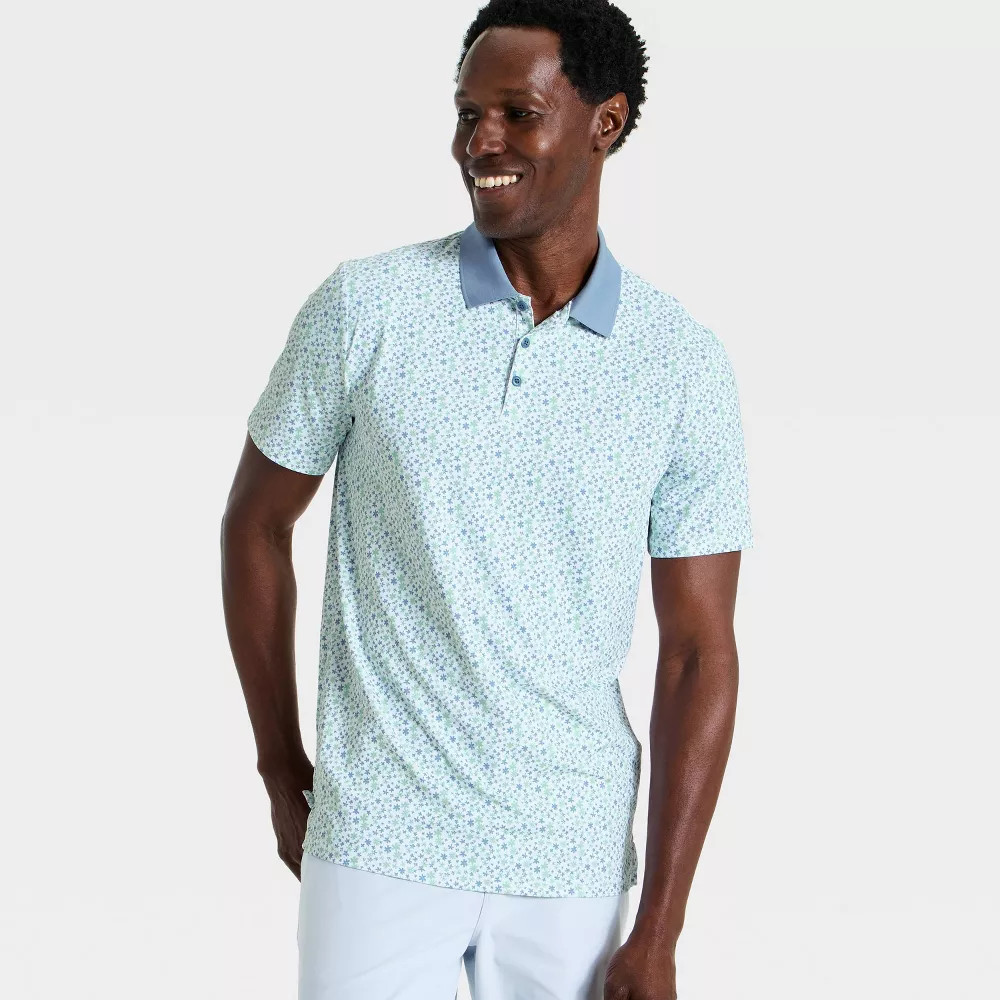 Men Short Sleeve Textured Polo Shirt - All In Motion True White gallery
