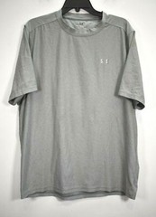 Under Armour Mens Solid Gray Short Sleeve Crew Neck Heatgear Blank T Shirt L