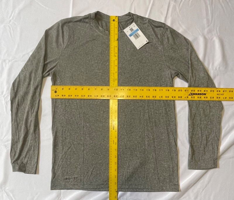 Nike Men's Legend Dri-Fit Long Sleeve T-Shirt, 727980-091 Grey/Black, MEDIUM gallery