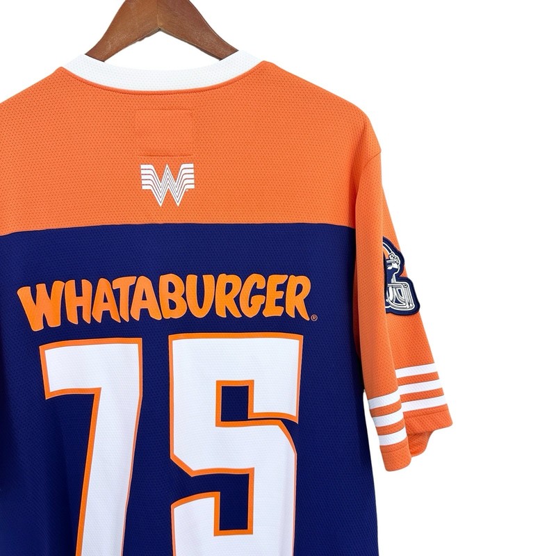 Academy WHATABURGER 75th Anniversary Football Jersey Mens Medium Orange X135 gallery