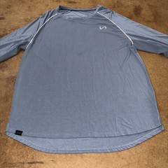 TLF Men’s Performance Long Sleeve Shirt Blue XL Gym CrossFit Curved Hem Logo Tee