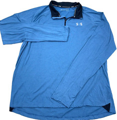 Under Armour Shirt Men XL Blue Tee Pullover Quarter Zip Performance Run Thin *