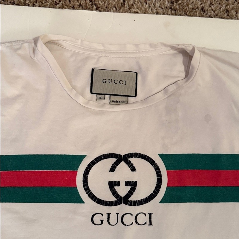 GUCCI 3x Men's Crew neck T Shirt. Gently Used Condition. Comes in box! PTP 24". gallery