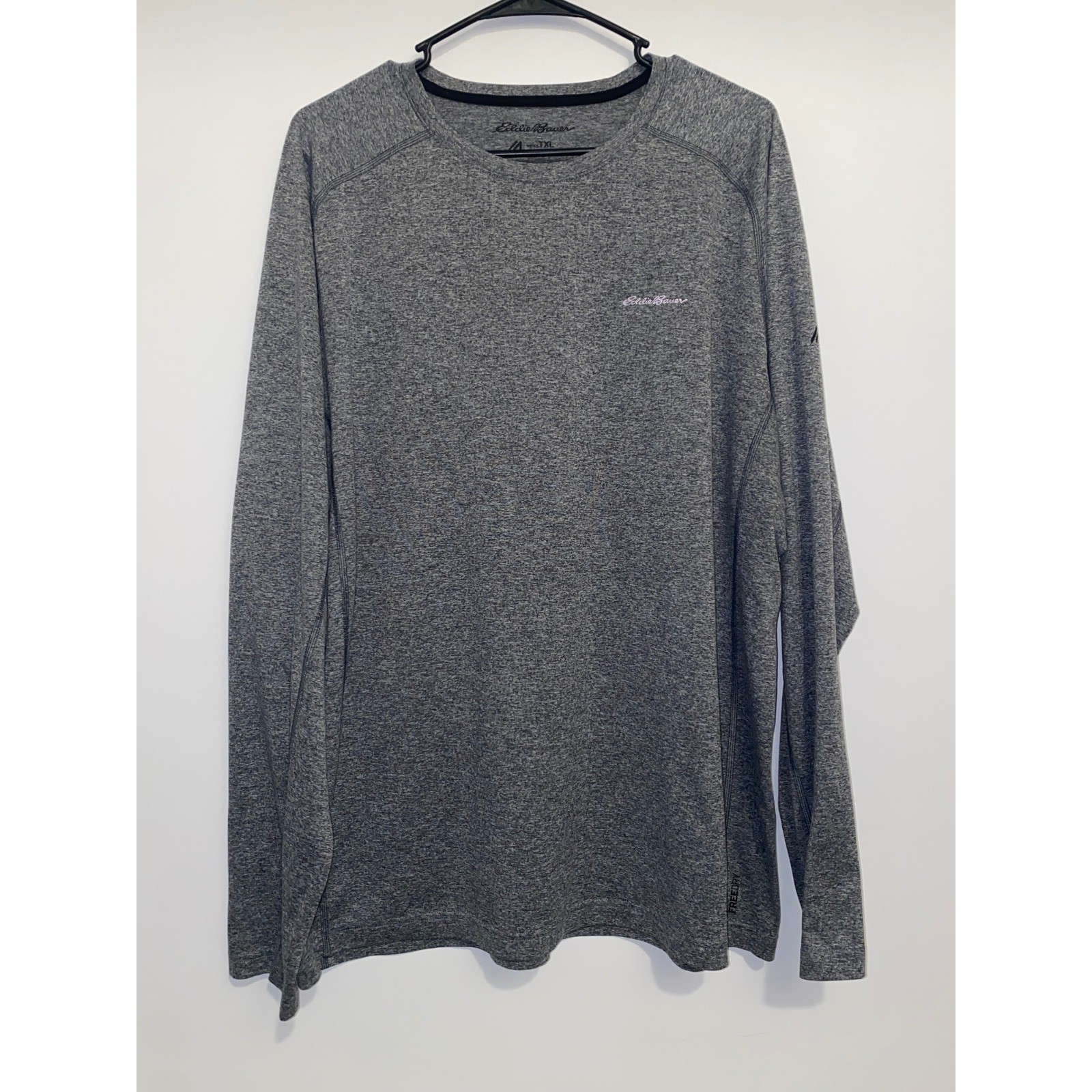 Eddie Bauer FreeDry Mens XL Tall Gray Heather Long Sleeve Performance Shirt T-XL gallery