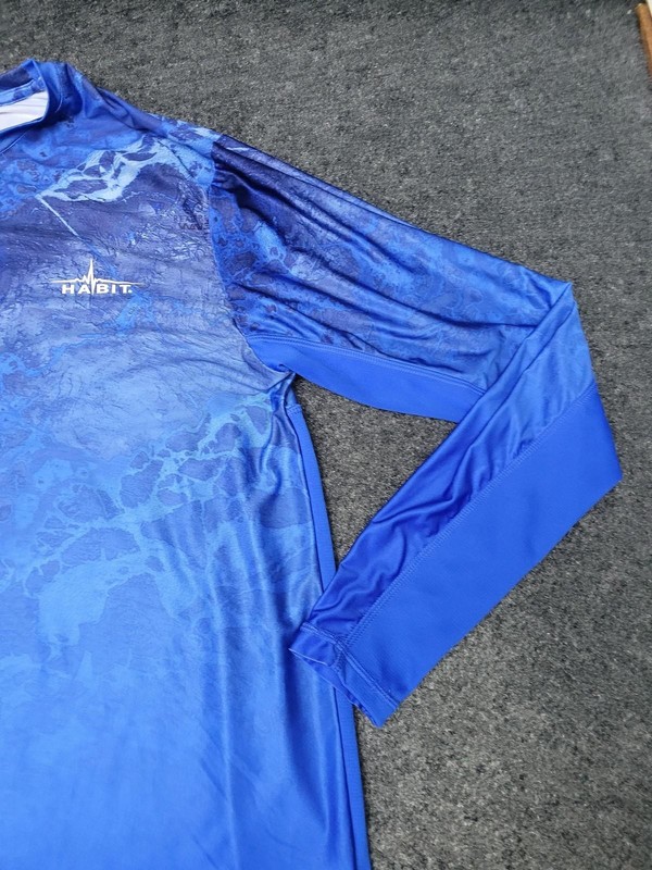 Habit Solar-Factor 40+ Shirt Mens S Blue Long Sleeve Crew Neck Fishing gallery