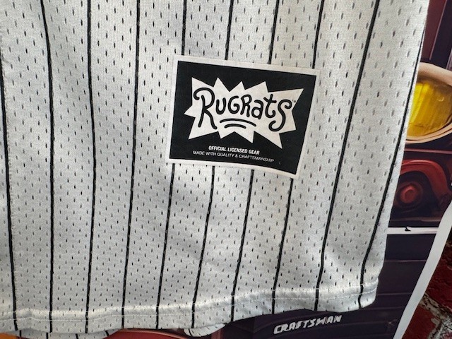 Nickelodeon Rugrats White Mesh Button-Up Baseball Jersey Shirt Mens Large gallery
