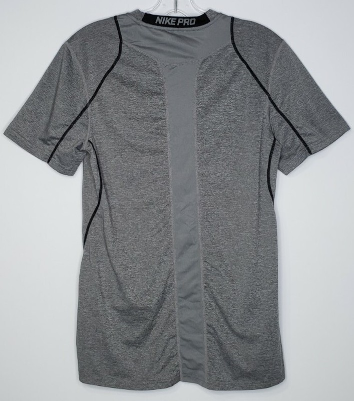 Nike Pro Dri-Fit Fitted Stretch Mesh Heather Gray T-Shirt Men's Small 703104 gallery