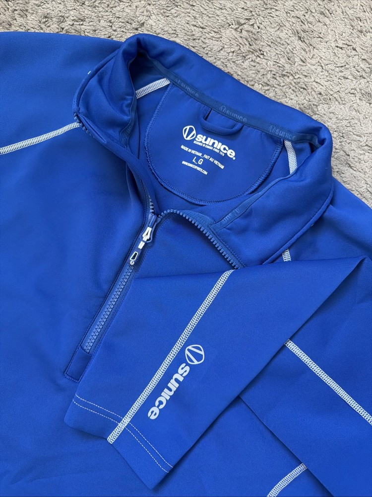 Sunice Pullover Mens Large Alum Thermal 1/2 Zip Golf Outdoors Hiking Blue