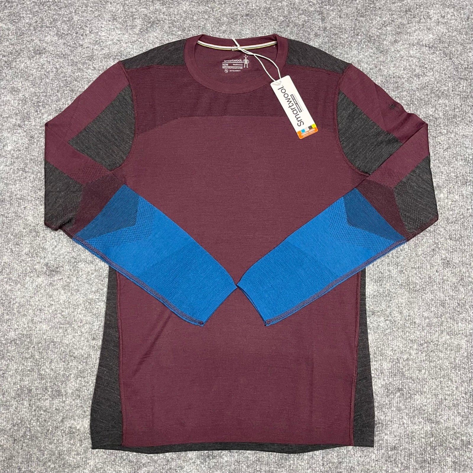 Smartwool Base Layer Mens Medium Bordeaux Blue Intraknit Thermal Merino Wool NEW gallery