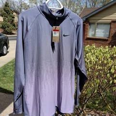 Nike Men’s Golf 1/4 Zip Mock Neck Pullover Purple Gray Gradient Long Sleeve L