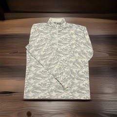 Straight Down Shirt Mens M Grey White Camo Quarter Zip Pullover Golf USA Flag