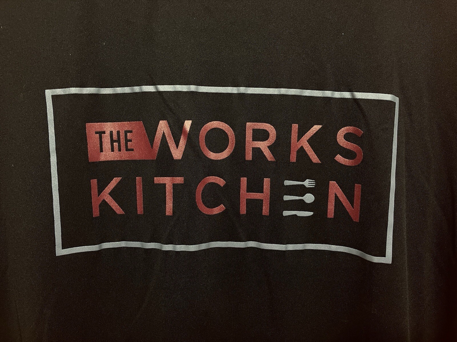 The Works Kitchen @ Game Works Black Uniform T-Shirt Size Medium Hanes Cool Dri gallery