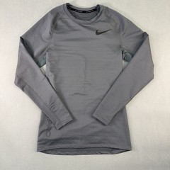 Men’s Nike Pro Dri-FIT Long Sleeve Slim Fit Gym Training Shirt Gray Size Small