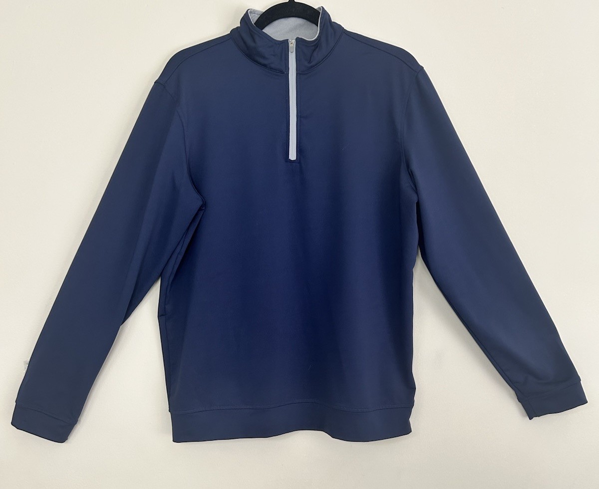 Magaschoni Men’s 1/4 Zip Performance Shirt Navy Blue Size Medium Golf Stretch gallery