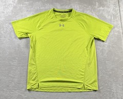Mens Large Under Armour Neon Qualifier Tee Crew T Shirt Outdoors Stretchy Active