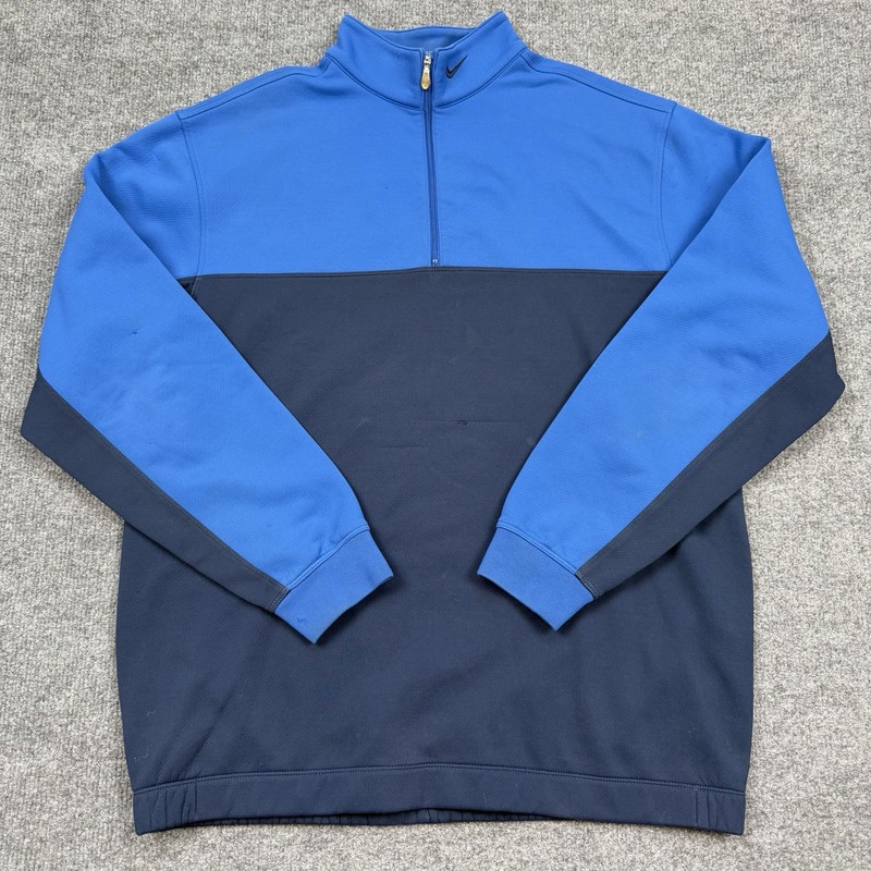 Nike Golf 1/4 Zip Pullover Mens Medium Blue Therm-Fit Long Sleeve Athleisure Gym gallery