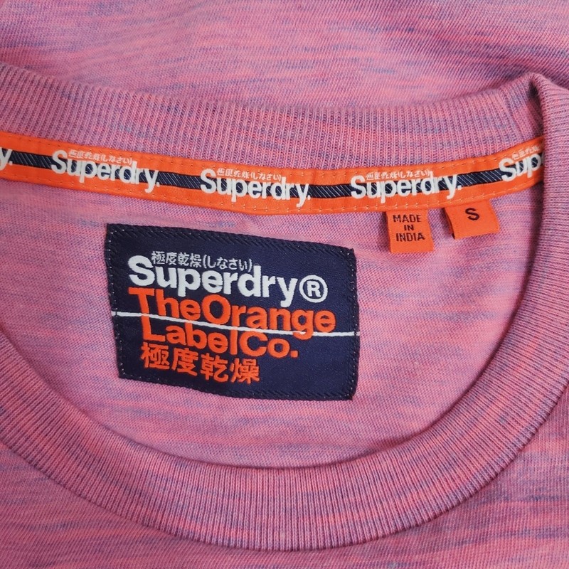 Superdry Size Small Orange Label Marled Pink Athletic Logo Short Sleeve Tee gallery