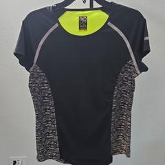 BCBG Men’s Black Gray Yellow Colorblock Reflective BIO VIZ T-Shirt M