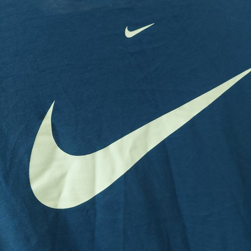 Nike Mens Tee T Shirt Blue MCMLXXII Embroidered Double Multi Swoosh Size XL gallery