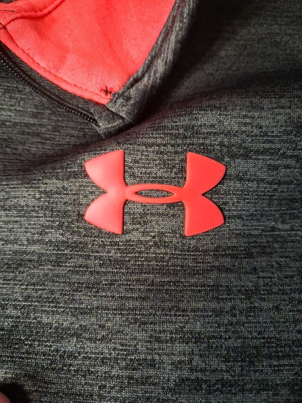 Under Armour Coldgear 1/4 Zip Pullover Gray Heather Orange Neon Mens XL gallery