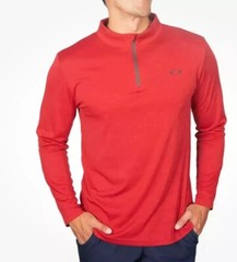 Oakley Men’s Origin Quarter Zip Long Sleeve T-Shirt, Redline Heather Medium NWT
