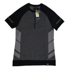 Under Armour UA Mens Medium 1/4 Zip IntelliKnit Short Sleeve Shirt 1366503 Black
