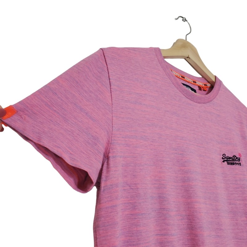 Superdry Size Small Orange Label Marled Pink Athletic Logo Short Sleeve Tee gallery