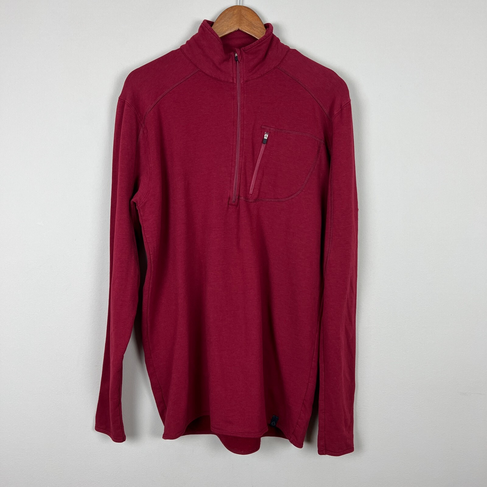 TASC Sweater Mens L Maroon Bamboo Performance 1/4 Zip Pullover Stretch Outdoor gallery