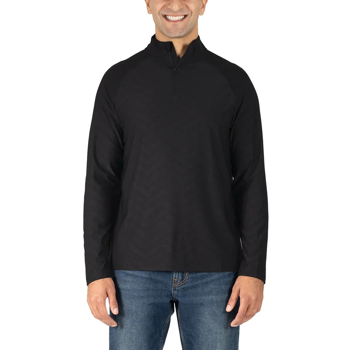 GERRY Active Quarter Zip Men's Long Sleeve Golf Shirt, Black, L gallery