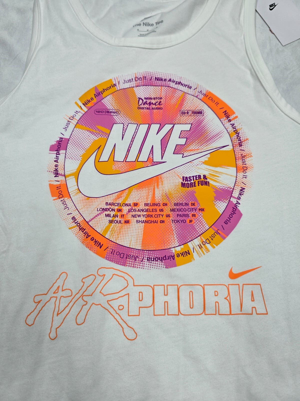Nike Mens Sportswear Air-Phoria Tank Top White Pink Orange FV3726-100 Size S New gallery