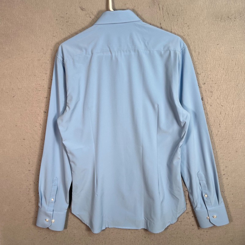 All Citizens Mens Medium Athletic Tailored Fit Shirt Light Blue Polyester Blend gallery