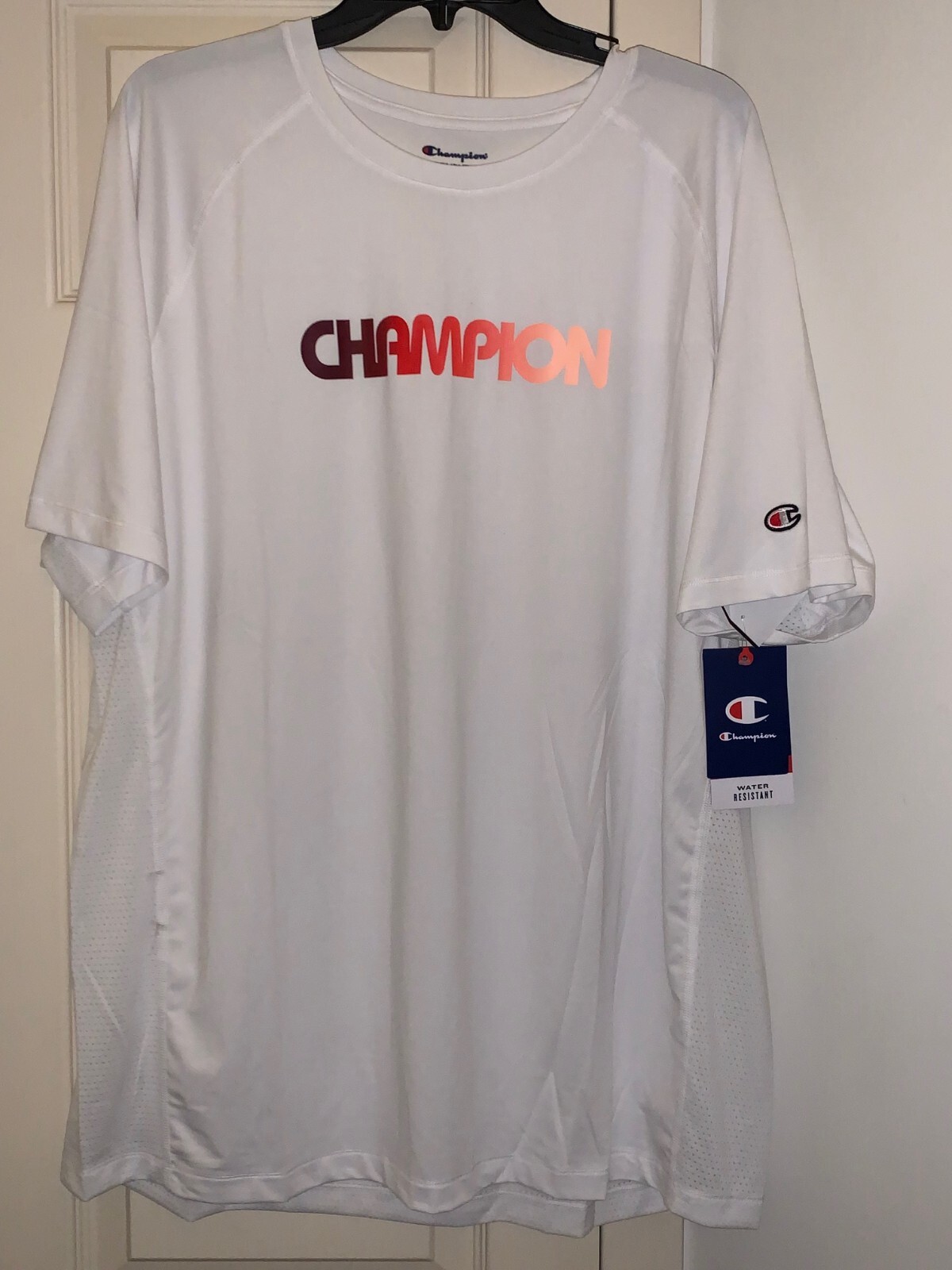 NWT Champion Active Water/Wind Resistant Active Men's White S/S Mesh T-shirt gallery