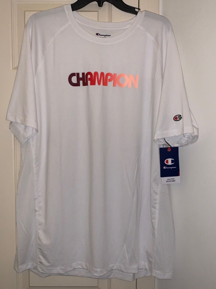 NWT Champion Active Water/Wind Resistant Active Men's White S/S Mesh T-shirt