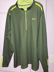 Under Armour Golf Pullover Men 1/4 Zip Coldgear Sweatshirt Green Neon Loose 2XL
