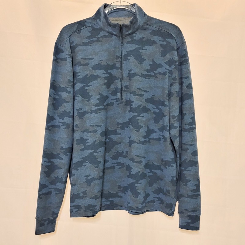 Johnnie O Slate Blue Camo 1/4 Zip Pullover Long Sleeve Shirt Men's M Lightweight gallery