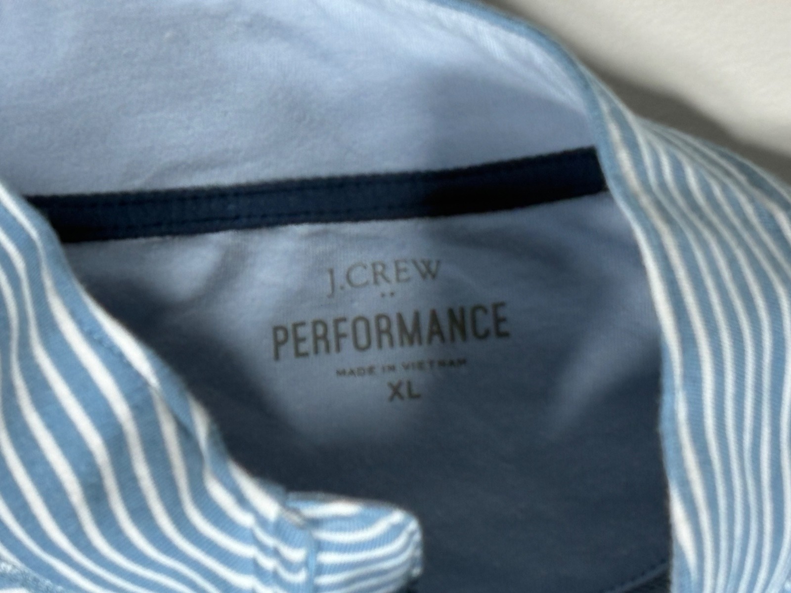 J.Crew Performance 1/4 Zip Pullover Men XL Blue Striped Mock Neck Golf Active gallery