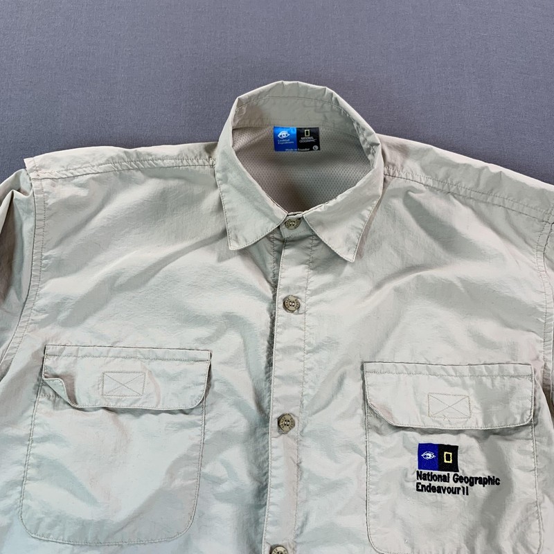 National Geographic Endeavour II Shirt Mens L Beige Long Sleeve Vented Fishing gallery