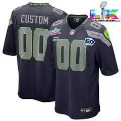 Seattle Seahawks CUSTOM Name Number 50th Season Super Bowl LX Patch Game Jersey