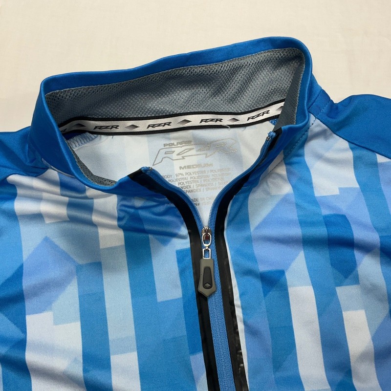 RZR Polaris Mens Medium Pullover Top Long Sleeve Blue Geometric Mock Neck gallery