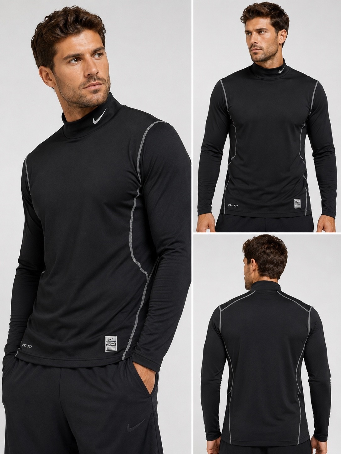 Nike Pro Combat Golf Dri-FIT Mock Neck Base Layer Shirt Men’s XL Black gallery