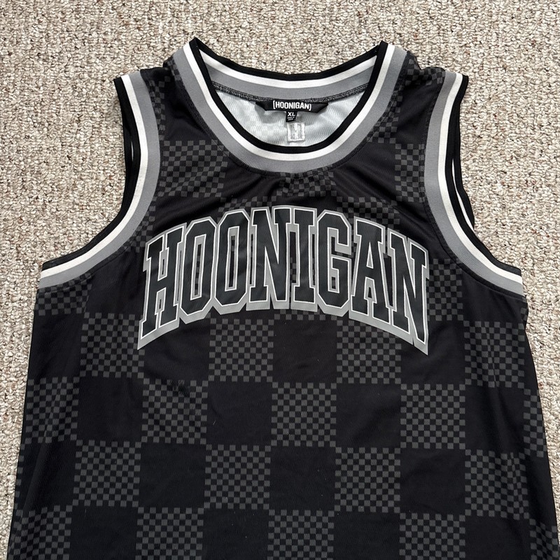Hoonigan Industries Basketball Jersey Men's XL Black Checkered Mesh Gym SEMA gallery
