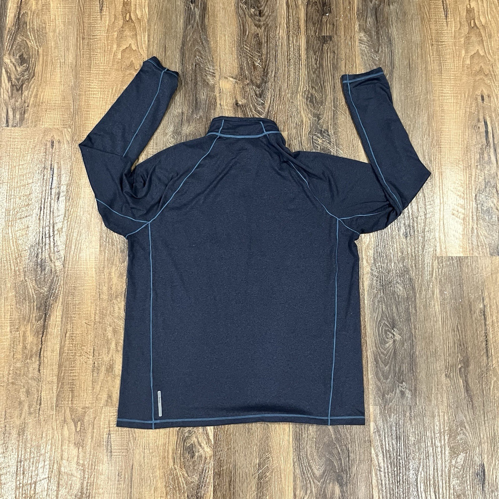 LL L.L. Bean Quick Dry Trail Tee Shirt Mens Large Blue 1/4 Zip Outdoor Camp Mock gallery