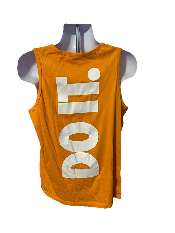 Nike Tank Top Just Do It Adult Large Orange White Spell Out Double Sided Running gallery
