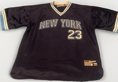 Vtg Y2K NYC 212 New York 23 Blue Baseball Jersey Mens L Sport Series Collection